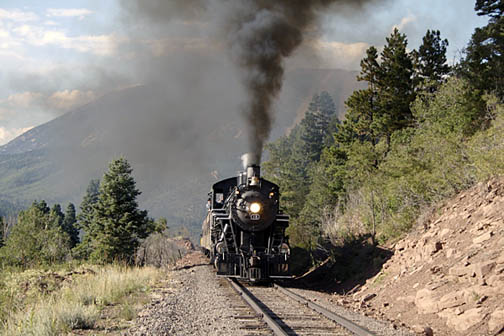 Train climbs into the mountains